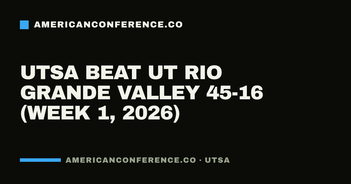 UTSA beat UT Rio Grande Valley 45-16 (Week 1, 2026)