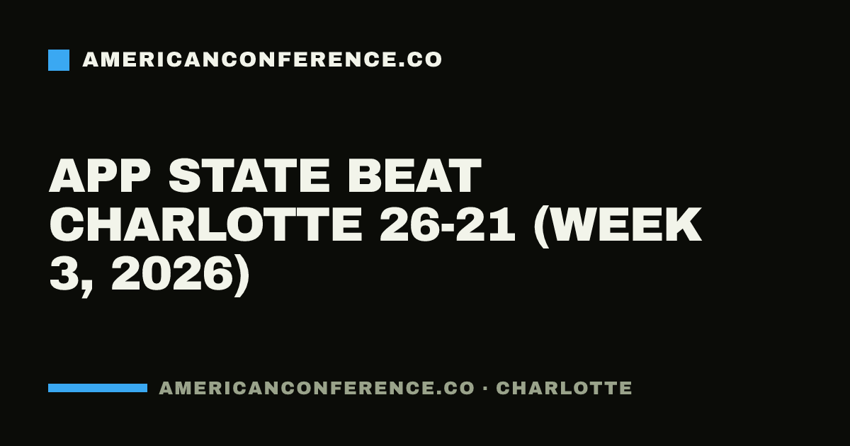 App State beat Charlotte 26-21 (Week 3, 2026)
