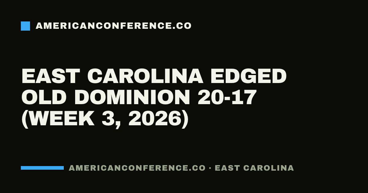 East Carolina edged Old Dominion 20-17 (Week 3, 2026)