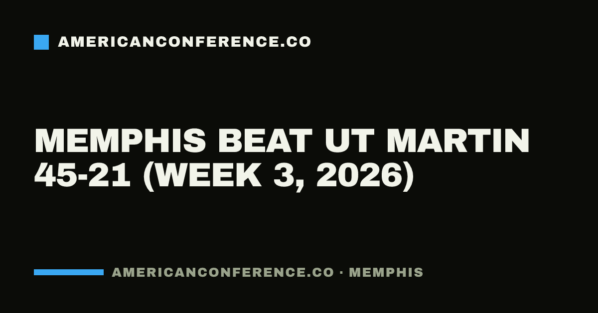 Memphis beat UT Martin 45-21 (Week 3, 2026)