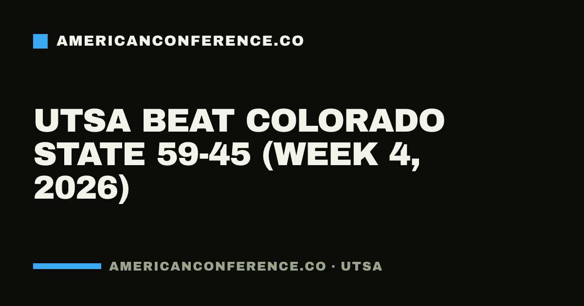 UTSA beat Colorado State 59-45 (Week 4, 2026)