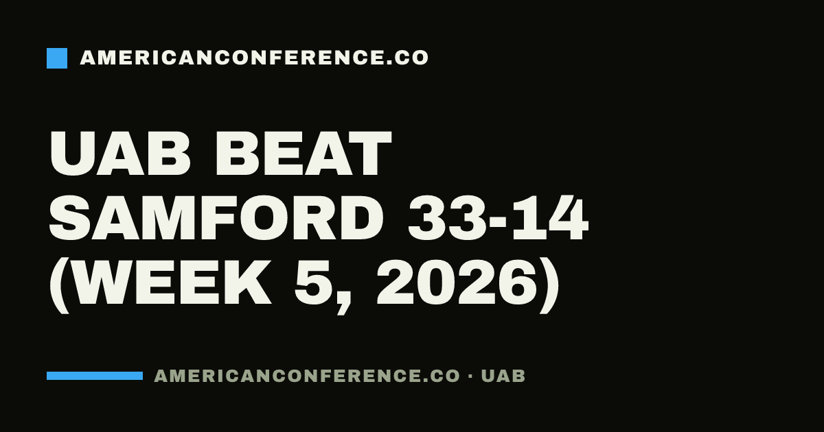 UAB beat Samford 33-14 (Week 5, 2026)
