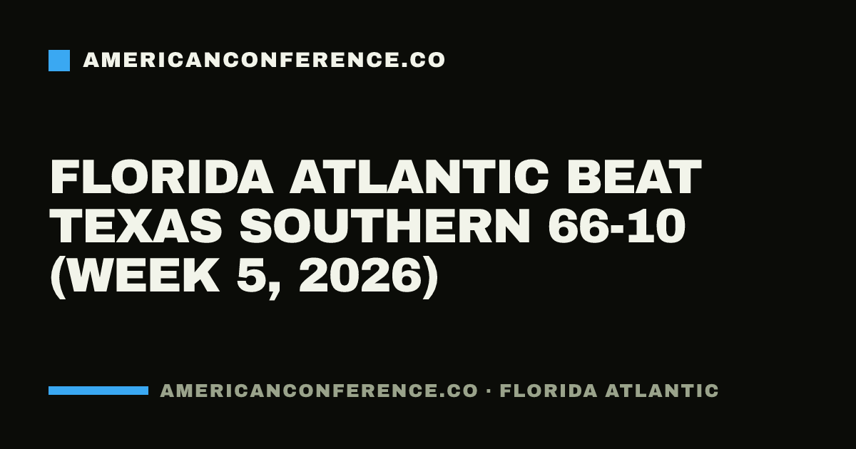Florida Atlantic beat Texas Southern 66-10 (Week 5, 2026)